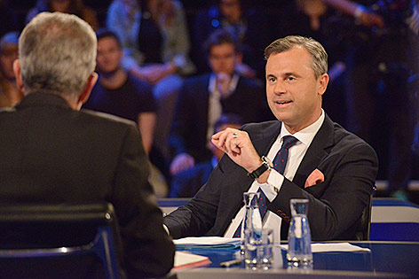 Norbert Hofer und Van der Bellen beim ORF-TV-Duell