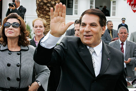 Präsident Zine El Abidine Ben Ali und seine Frau Leila