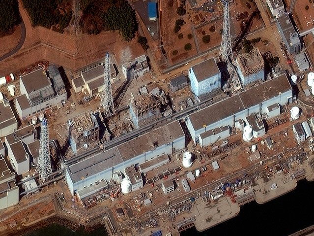 Luftbild der beschädigten Reaktorblöcke