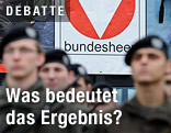 Soldaten stehen vor einem Bundesheer-Logo