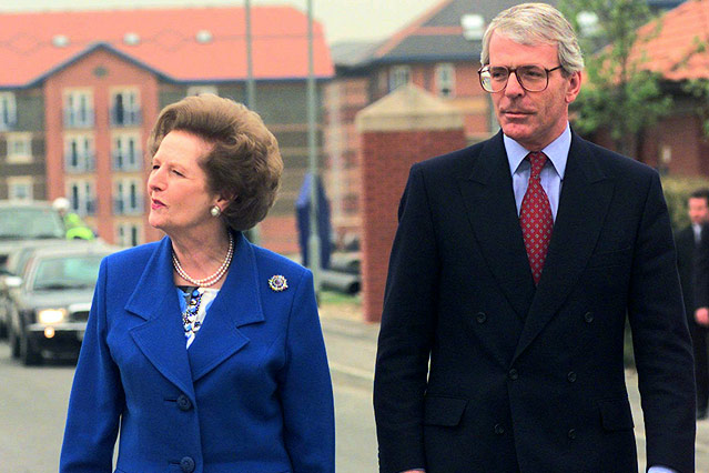 Margaret Thatcher mit ihrem Nachfolger John Major