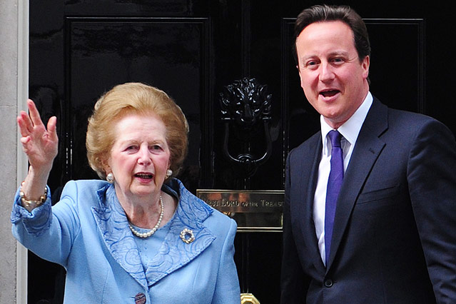 Margaret Thatcher mit Premier David Cameron