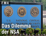 Schild vor der Zentrale der NSA