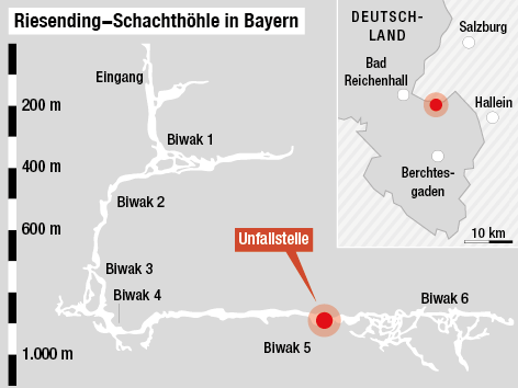 Grafik zeigt stilisierte Höhle in Bayern