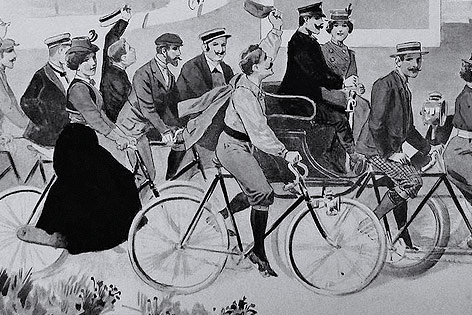 Plakatausschnitt um 1900 mit Puch-Fahrrad