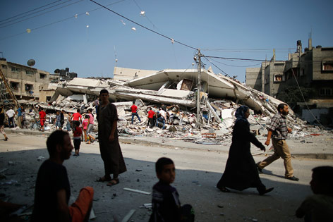 Zerstörtes Gebäude in Gaza