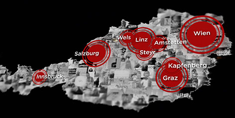 Österreich-Karte mit Verteilung der IS-Sympathisanten 