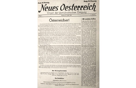 Titelseite der Zeitung "Neues Österreich" 1945