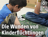 Kinder in Flüchtling-Sammelstelle in Nickelsdorf