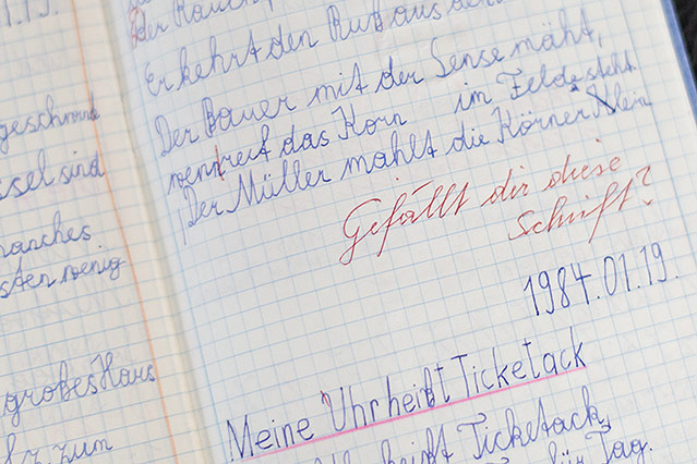 Handschrift eines Schülers