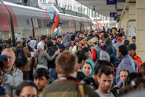 Migranten am Wiener Westbahnhof