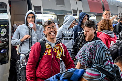 Migranten am Wiener Westbahnhof
