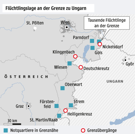 Grenzübergänge österreich Karte