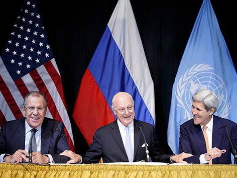 Sergei Lavrov, Syria Staffan de Mistura und John Kerry