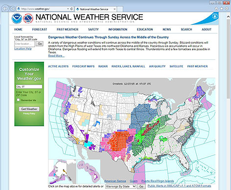 Screenshot www.weather.gov