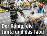 Thailändischer Soldat auf einer Straße in Bangkok