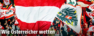 Österreichische Fans schwenken Fahnen