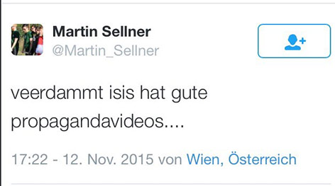 Screenshot eines Twitter-Eintrags von Martin Sellner