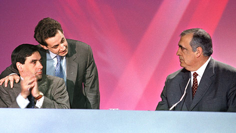leaders Francois Fillon, Nicolas Sarkozy und Philippe Seguin