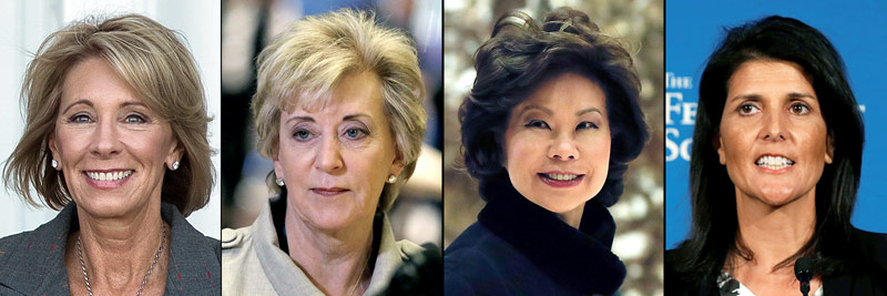 Montage zeigt die designierten US-Ministerinnen Betsy DeVos, Linda McMahon, Elaine Chao und Nikki Haley