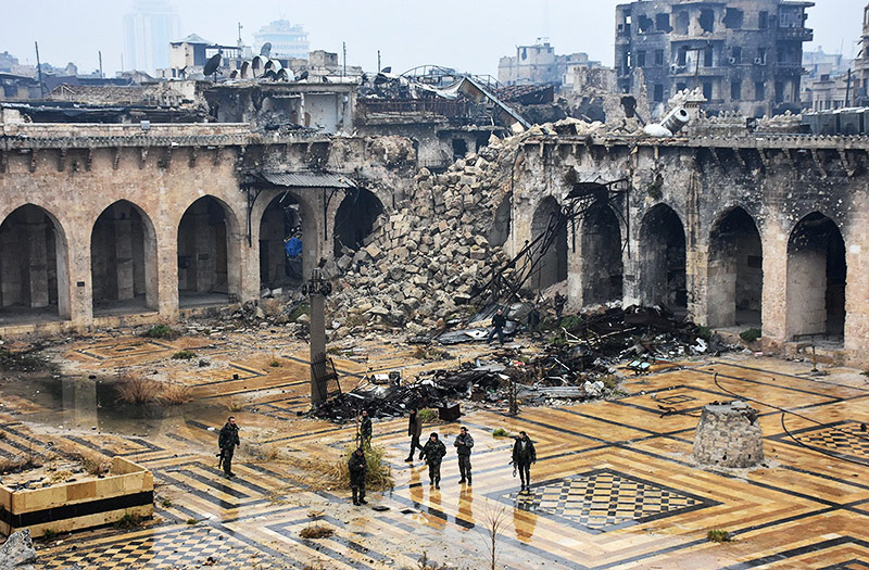 Zerstörte Umayyad Moschee in Aleppo