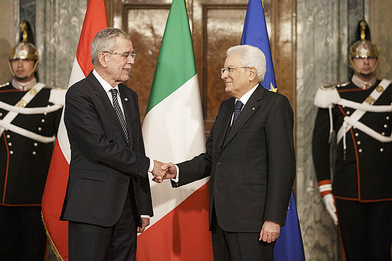 Bundespräsident Alexander Van der Bellen und der italienische Staatspräsident Sergio Mattarella 