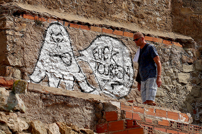 Anti-Tourismus-Graffiti in Barcelona