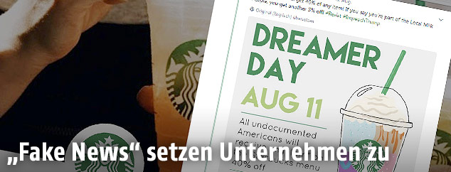 Screenshot zeigt gefälsche Werbeaktion von Starbucks
