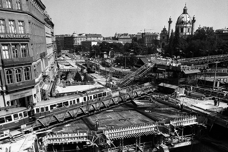 Baustelle am Karlsplatz im Jahr 1970
