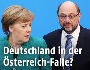 Bundeskanzlerin Angela Merkel und der SPD-Vorsitzende Martin Schulz