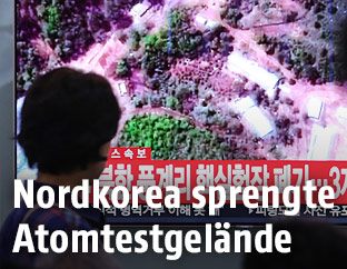 Das nordkoreanische Atomtestgelände ist auf einem TV-Screen in Südkorea zu sehen