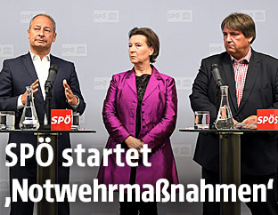 SPÖ-Klubchef Andreas Schieder, Gabriele Heinisch-Hosek und Josef Muchitsch im Rahmen einer PK der SPÖ