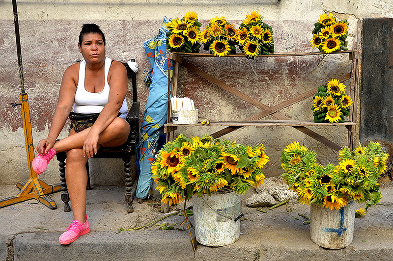 Kubanische Blumenhändlerin